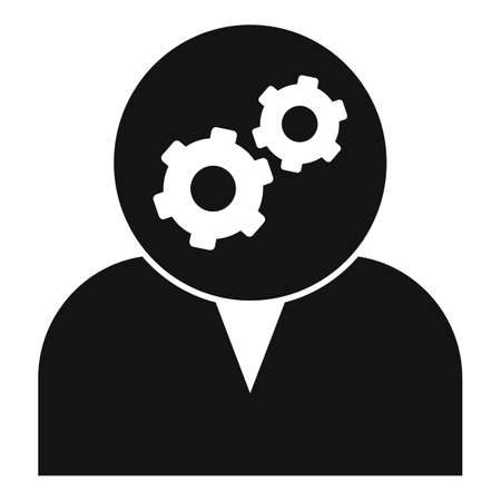Gear wheel service center man icon, simple styleのイラスト素材