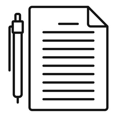 Tax paper pen icon, outline styleのイラスト素材