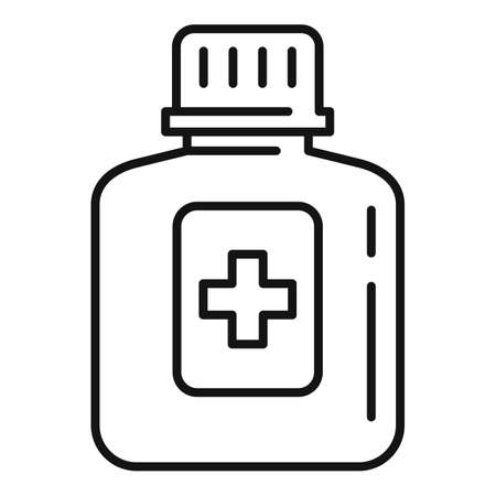 Medical syrup bottle icon, outline styleのイラスト素材