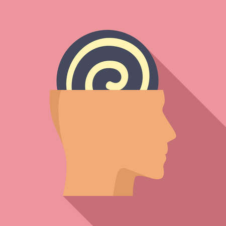 Human mind hypnosis icon, flat styleのイラスト素材