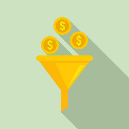 Marketing money funnel icon, flat styleのイラスト素材