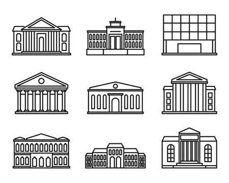 Entertainment theater museum icons set, outline styleのイラスト素材