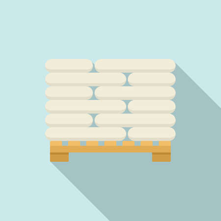 Pallet with construction sacks icon, flat styleのイラスト素材