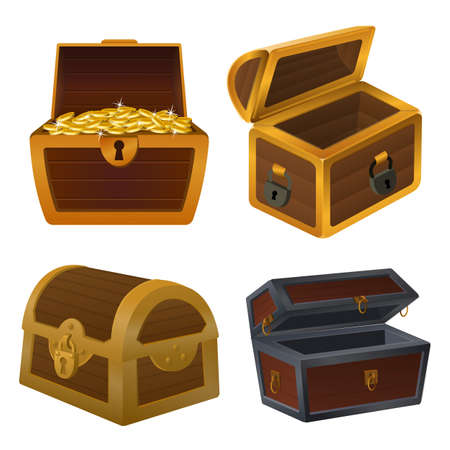 Dower chest icons set, cartoon styleのイラスト素材