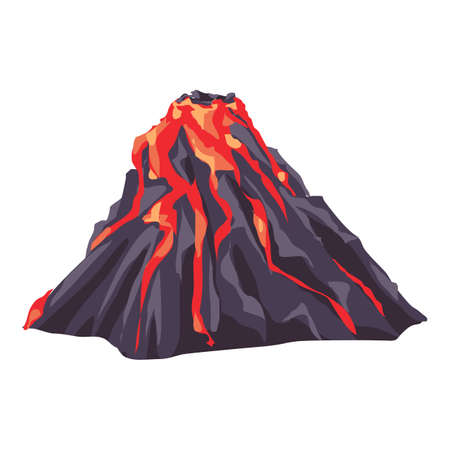 Full lava volcano icon, cartoon styleのイラスト素材