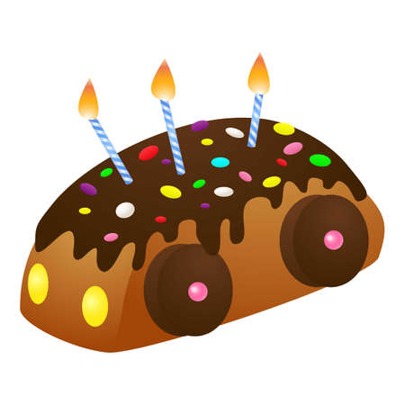 Car birthday cake icon, cartoon styleのイラスト素材