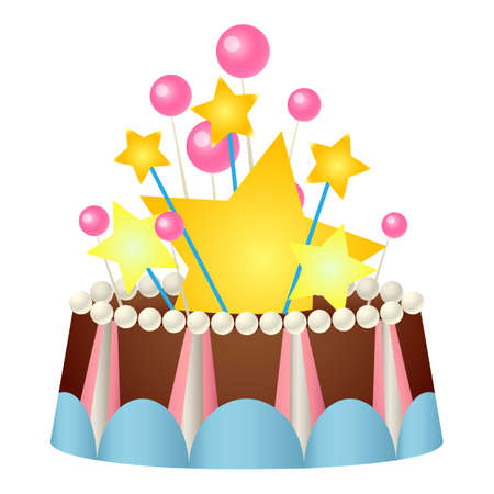 Star birthday cake icon, cartoon styleのイラスト素材