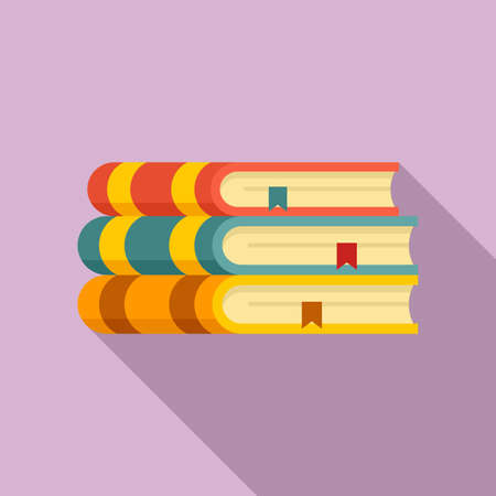 Library historical book stack icon, flat styleのイラスト素材