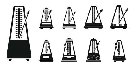 Classic metronome icons set, simple styleのイラスト素材