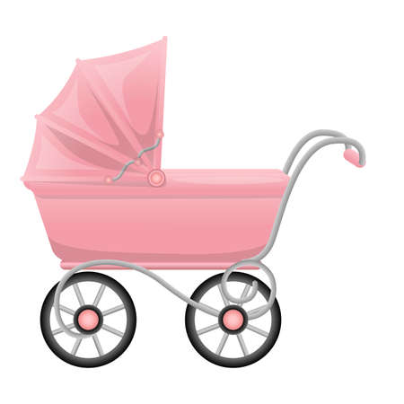 Pink pram icon, cartoon styleのイラスト素材