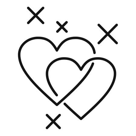 Affection cute hearts icon, outline styleのイラスト素材