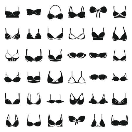 Woman bra icons set, simple styleのイラスト素材