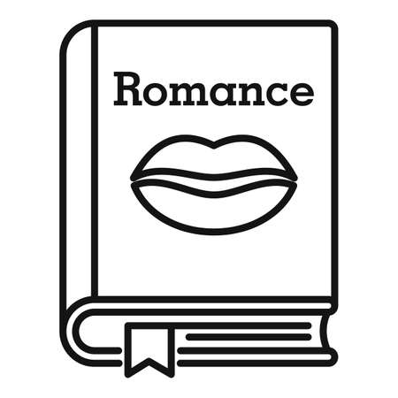 Literary romance book icon, outline styleのイラスト素材