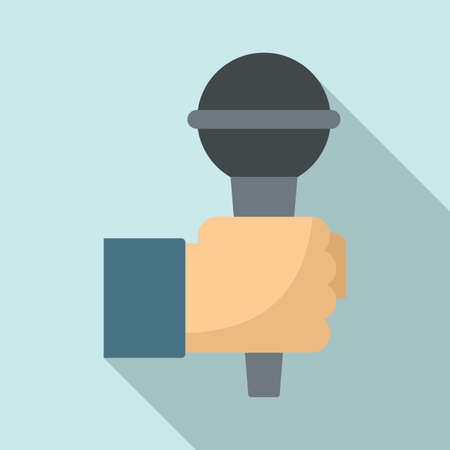 Fake news street microphone icon, flat styleのイラスト素材