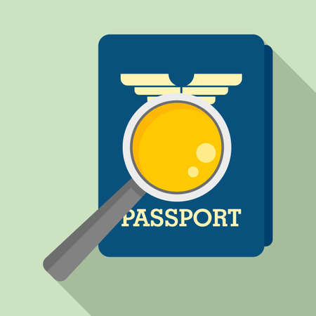 Magnifier passport control icon, flat styleのイラスト素材