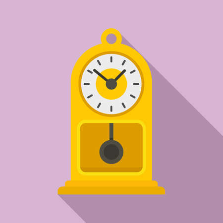 Chalet pendulum clock icon, flat styleのイラスト素材