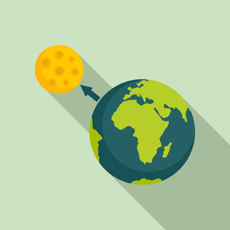 Earth moon gravity icon, flat styleのイラスト素材