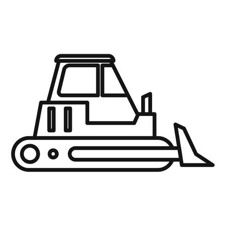 Big bulldozer icon, outline styleのイラスト素材