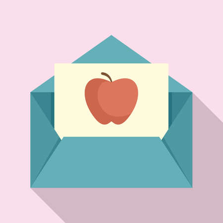 Envelope red apple newtons day icon, flat styleのイラスト素材