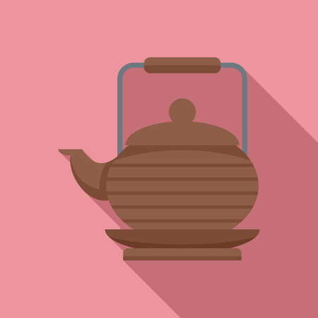 Tea ceremony teapot icon, flat styleのイラスト素材