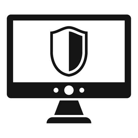 Computer security shield icon, simple styleのイラスト素材