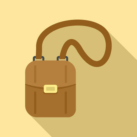 Hunter safari bag icon, flat styleのイラスト素材