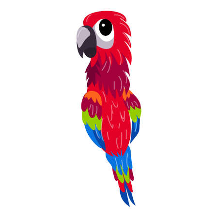 Red parrot icon, cartoon styleのイラスト素材