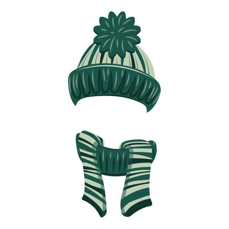 Mountain hat and scarf icon, cartoon styleのイラスト素材