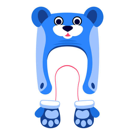 Children hat and gloves icon, cartoon styleのイラスト素材