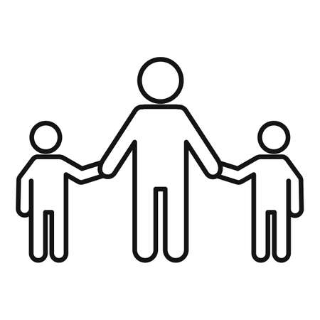 School children help senior man icon, outline styleの写真素材