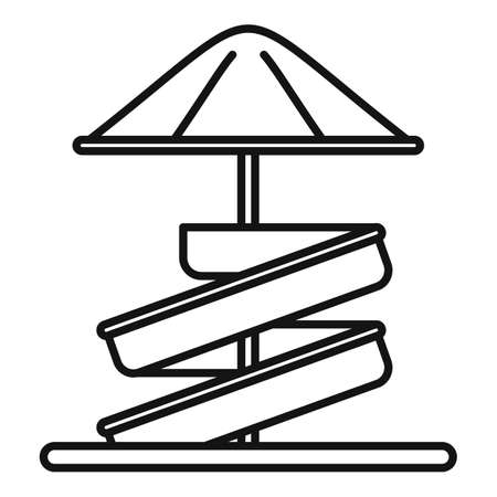 Aquapark kid umbrella slide icon, outline styleの写真素材