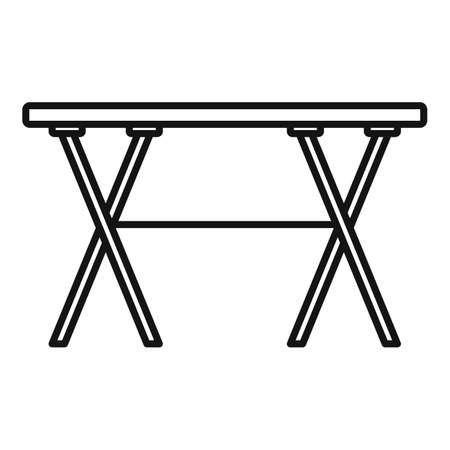 Folding long table icon, outline styleのイラスト素材