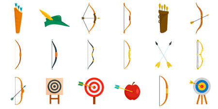 Archery icons set, flat styleの写真素材