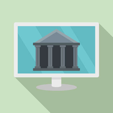 Internet bank building icon, flat styleの写真素材