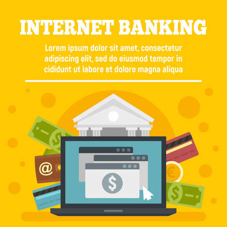 Credit card internet banking concept banner, flat styleの写真素材