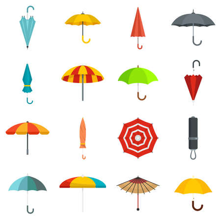 Umbrella icons set, flat styleの写真素材