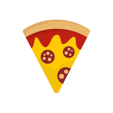 Salami pizza slice icon, flat styleの写真素材