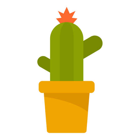 Cactus pot icon, flat styleの写真素材