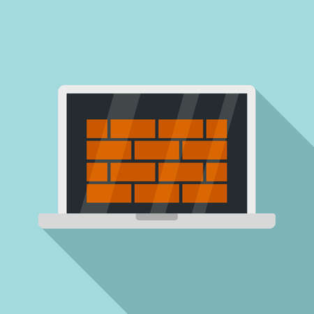 Laptop firewall icon, flat styleの写真素材
