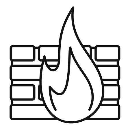 Black firewall icon, outline styleの写真素材