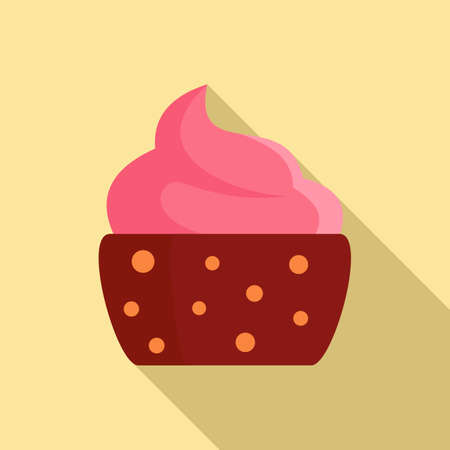 Pink cupcake icon, flat styleの写真素材