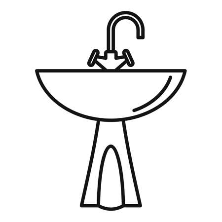 Washbasin icon, outline styleの写真素材