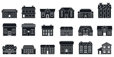 City cottage icons set, simple styleの写真素材