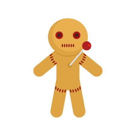 Textile magic doll icon, flat style