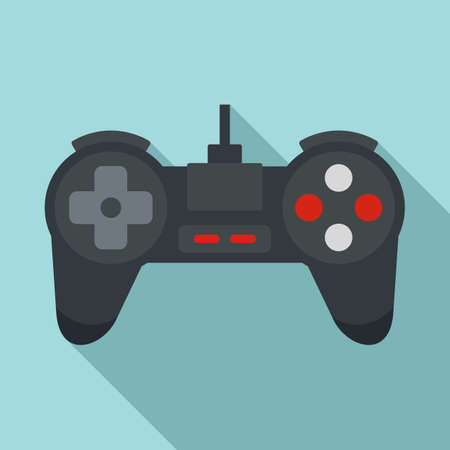 Black game joystick icon, flat styleの写真素材