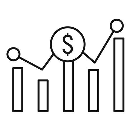 Money graph icon, outline styleの写真素材