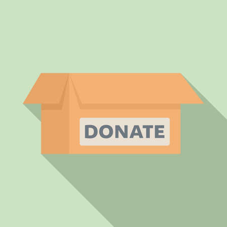 Donate carton box icon, flat styleの写真素材