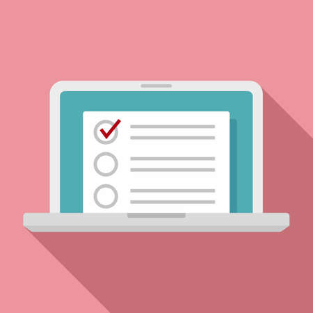 Laptop inventory list icon, flat styleの写真素材