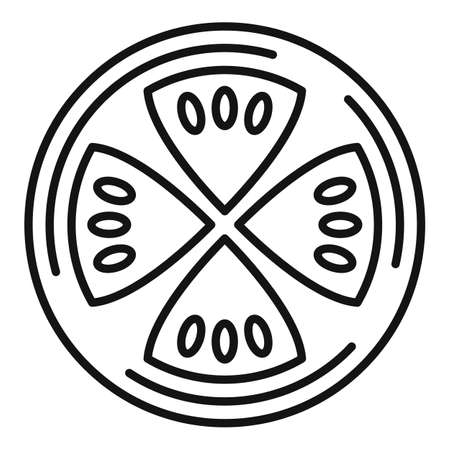 Cutted garden tomato icon, outline styleの写真素材