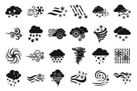 Blizzard icons set, simple styleの写真素材